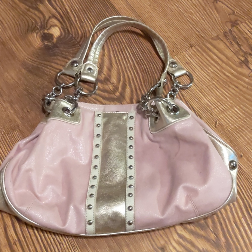 Authentic Kathy Van Zeeland Pink Silver Purse Tote